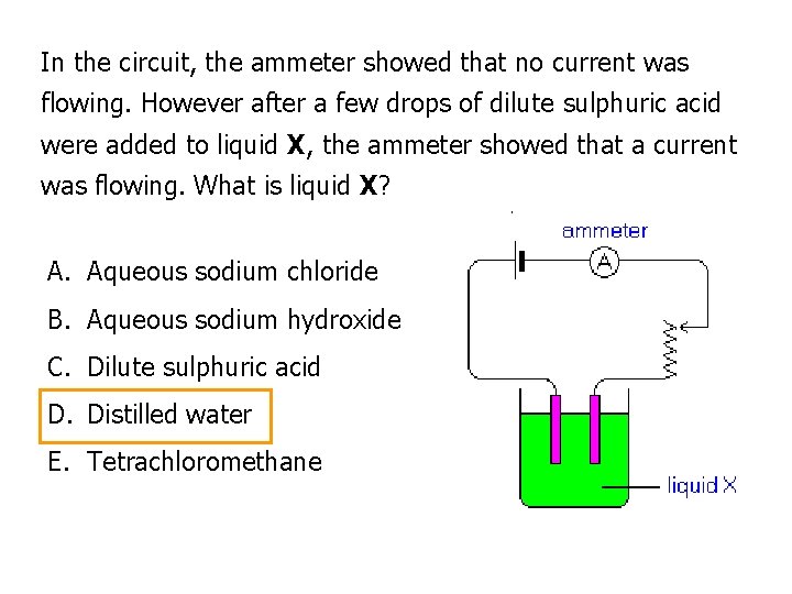 In the circuit, the ammeter showed that no current was flowing. However after a In the circuit, the ammeter showed that no current was flowing. However after a