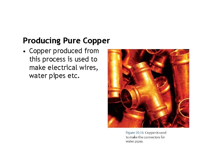 Producing Pure Copper • Copper produced from this process is used to make electrical Producing Pure Copper • Copper produced from this process is used to make electrical