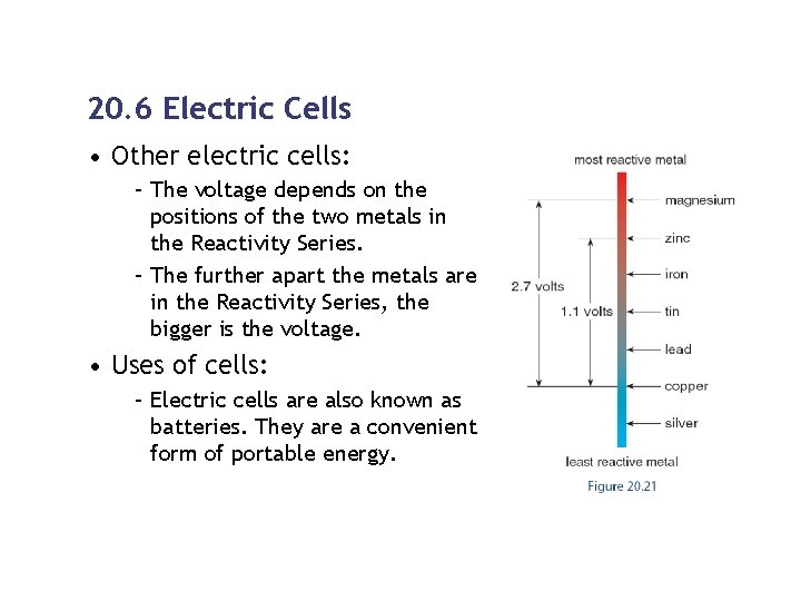 20. 6 Electric Cells • Other electric cells: – The voltage depends on the 20. 6 Electric Cells • Other electric cells: – The voltage depends on the