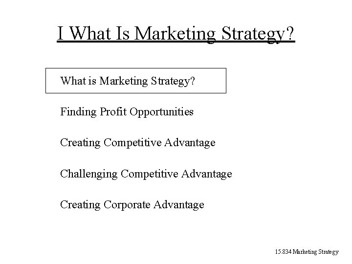 I What Is Marketing Strategy? What is Marketing Strategy? Finding Profit Opportunities Creating Competitive I What Is Marketing Strategy? What is Marketing Strategy? Finding Profit Opportunities Creating Competitive
