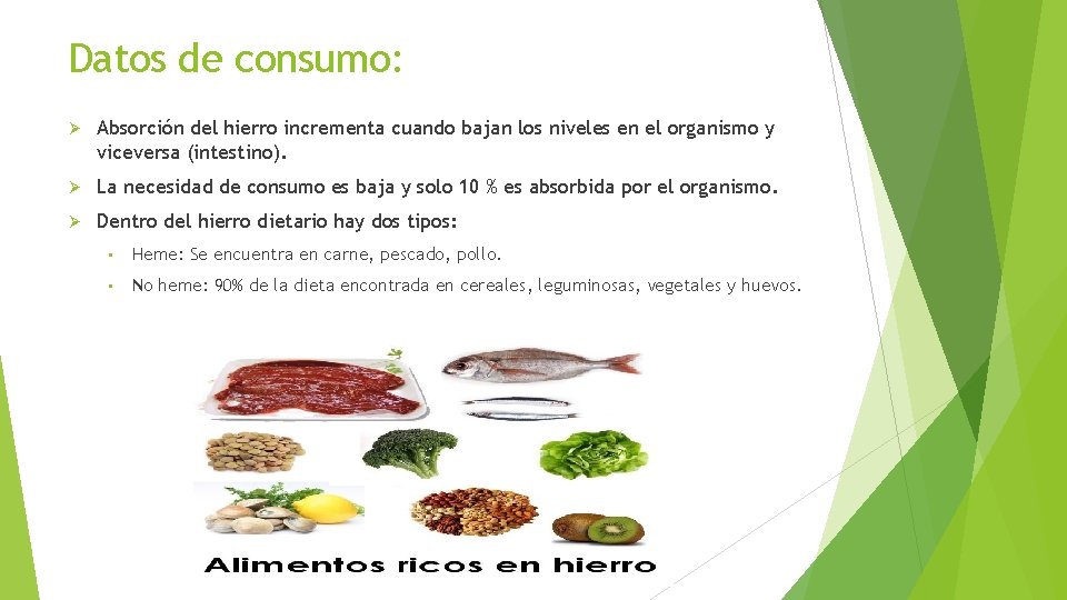 Datos de consumo: Absorción del hierro incrementa cuando bajan los niveles en el organismo