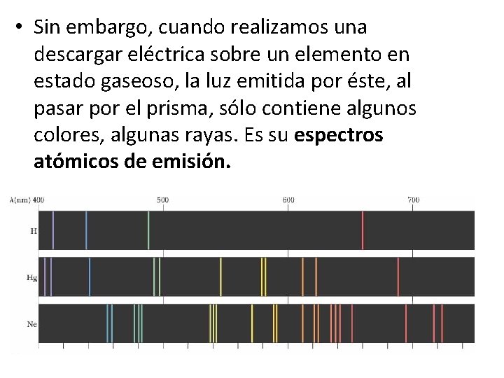 • Sin embargo, cuando realizamos una descargar eléctrica sobre un elemento en estado • Sin embargo, cuando realizamos una descargar eléctrica sobre un elemento en estado