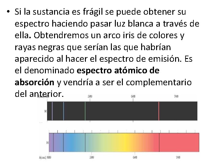 • Si la sustancia es frágil se puede obtener su espectro haciendo pasar • Si la sustancia es frágil se puede obtener su espectro haciendo pasar