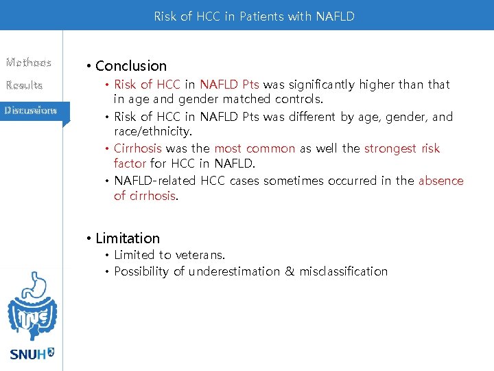 Risk of HCC in Patients with NAFLD Methods Results Discussions • Conclusion • Risk