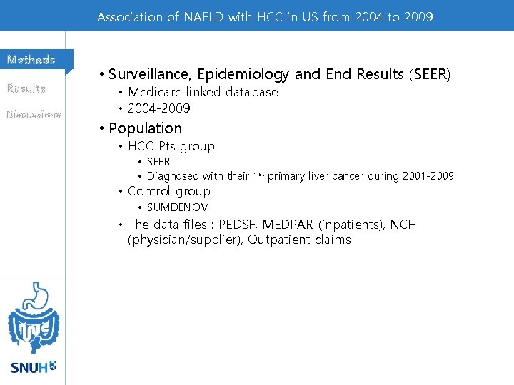 Association of NAFLD with HCC in US from 2004 to 2009 Methods Results Discussions Association of NAFLD with HCC in US from 2004 to 2009 Methods Results Discussions
