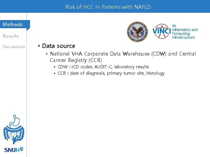 Risk of HCC in Patients with NAFLD Methods Results Discussions • Data source •