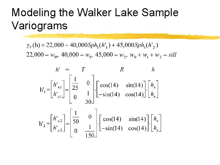 Modeling the Walker Lake Sample Variograms 