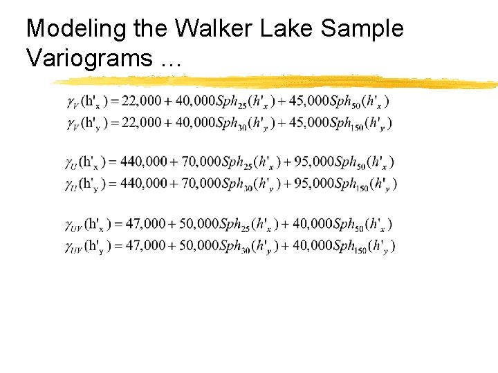 Modeling the Walker Lake Sample Variograms … 