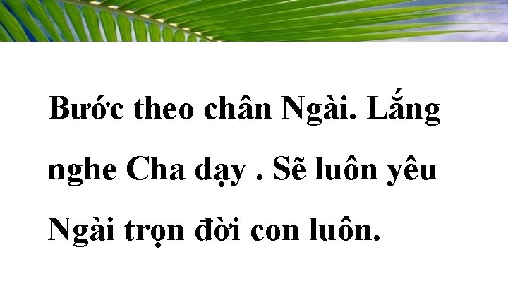 Bước theo chân Ngài. Lắng nghe Cha dạy. Sẽ luôn yêu Ngài trọn đời