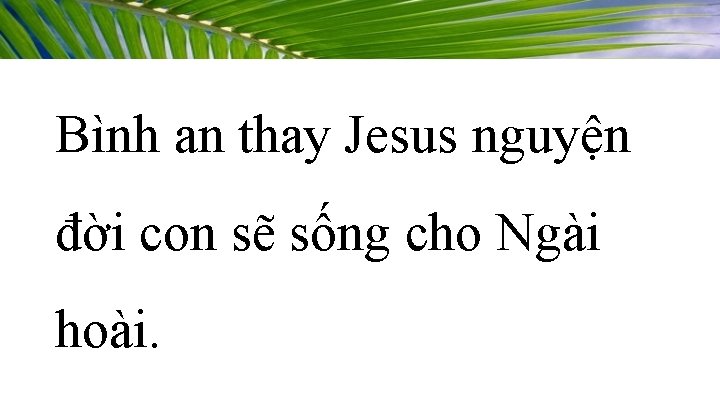 Bình an thay Jesus nguyện đời con sẽ sống cho Ngài hoài. 