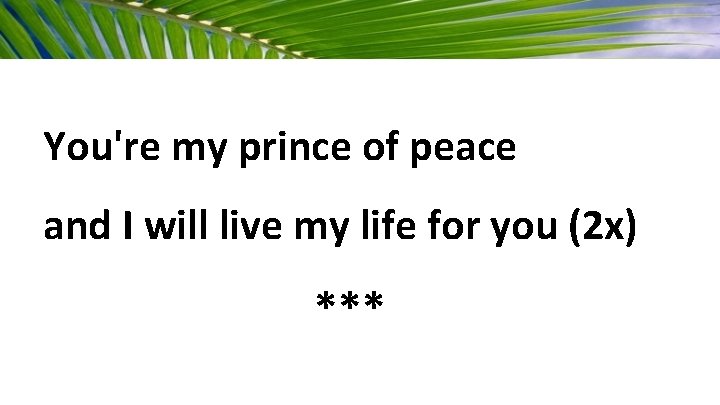 You're my prince of peace and I will live my life for you (2