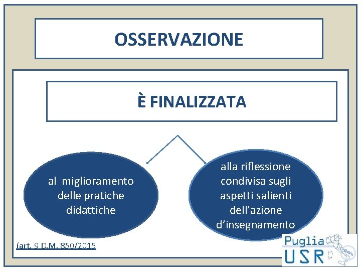 OSSERVAZIONE È FINALIZZATA al miglioramento delle pratiche didattiche (art. 9 D. M. 850/2015 alla