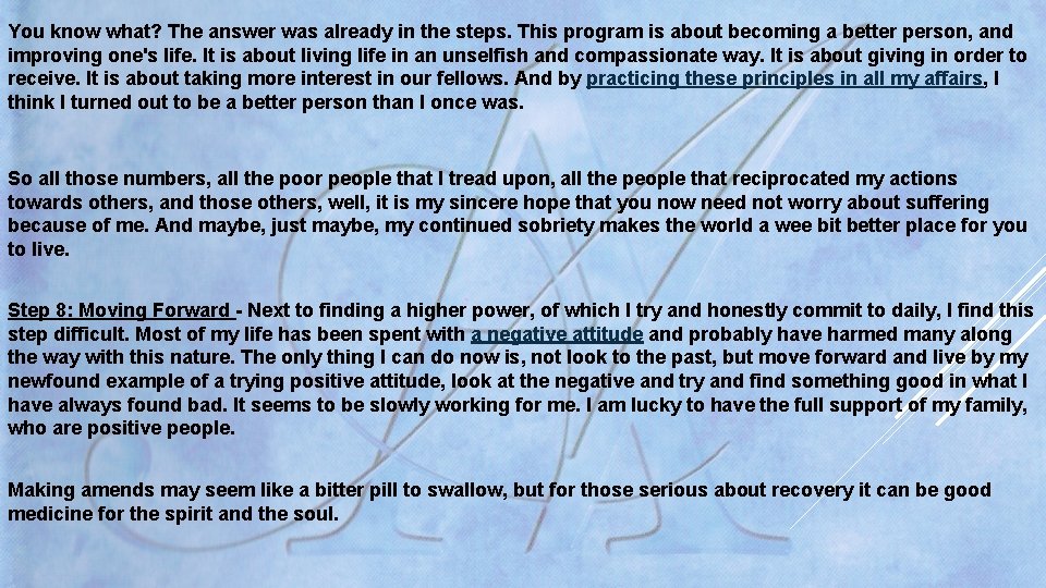 You know what? The answer was already in the steps. This program is about You know what? The answer was already in the steps. This program is about