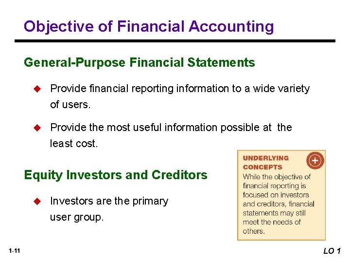 Objective of Financial Accounting General-Purpose Financial Statements u Provide financial reporting information to a Objective of Financial Accounting General-Purpose Financial Statements u Provide financial reporting information to a