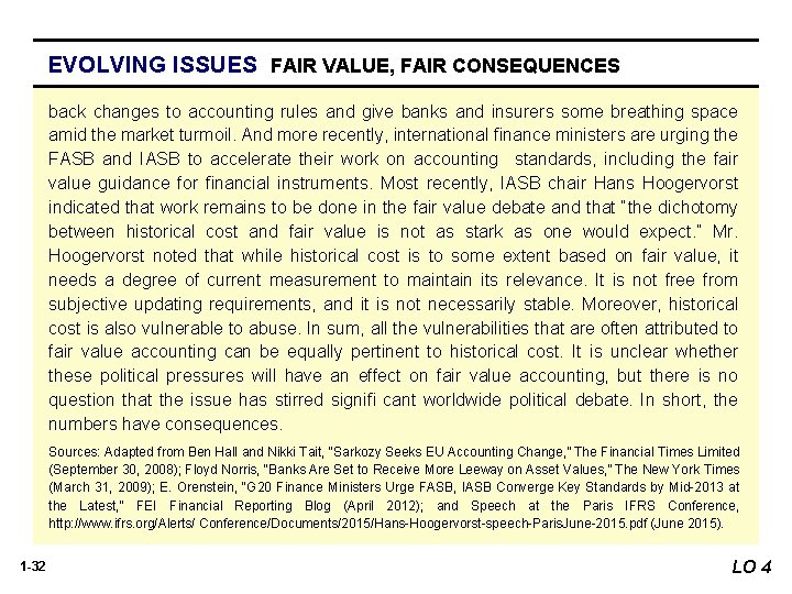 EVOLVING ISSUES FAIR VALUE, FAIR CONSEQUENCES back changes to accounting rules and give banks EVOLVING ISSUES FAIR VALUE, FAIR CONSEQUENCES back changes to accounting rules and give banks