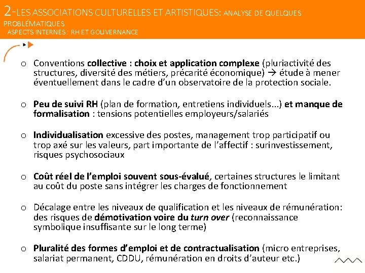 2 -LES ASSOCIATIONS CULTURELLES ET ARTISTIQUES: ANALYSE DE QUELQUES PROBLÉMATIQUES ASPECTS INTERNES : RH