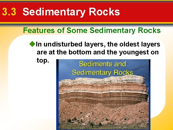 3. 3 Sedimentary Rocks Features of Some Sedimentary Rocks In undisturbed layers, the oldest 3. 3 Sedimentary Rocks Features of Some Sedimentary Rocks In undisturbed layers, the oldest