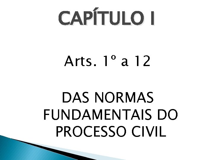 CAPÍTULO I Arts. 1º a 12 DAS NORMAS FUNDAMENTAIS DO PROCESSO CIVIL 