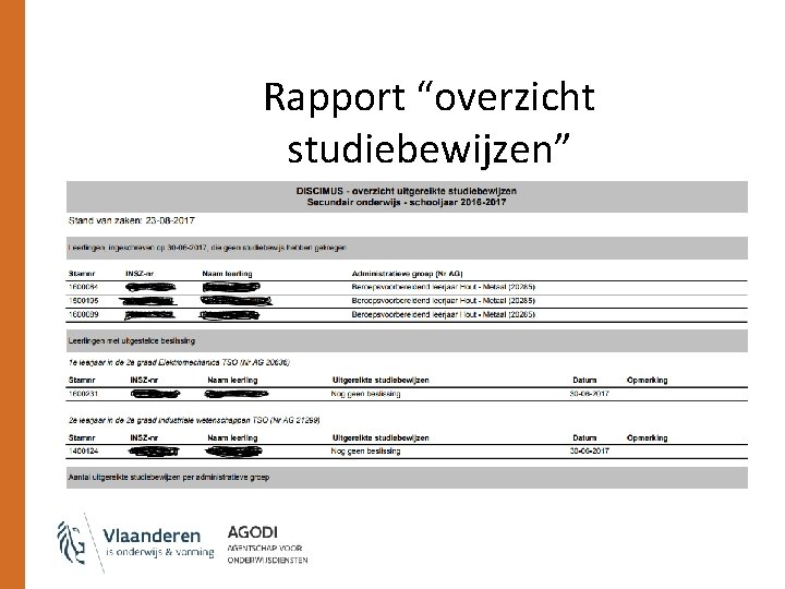 Rapport “overzicht studiebewijzen” 