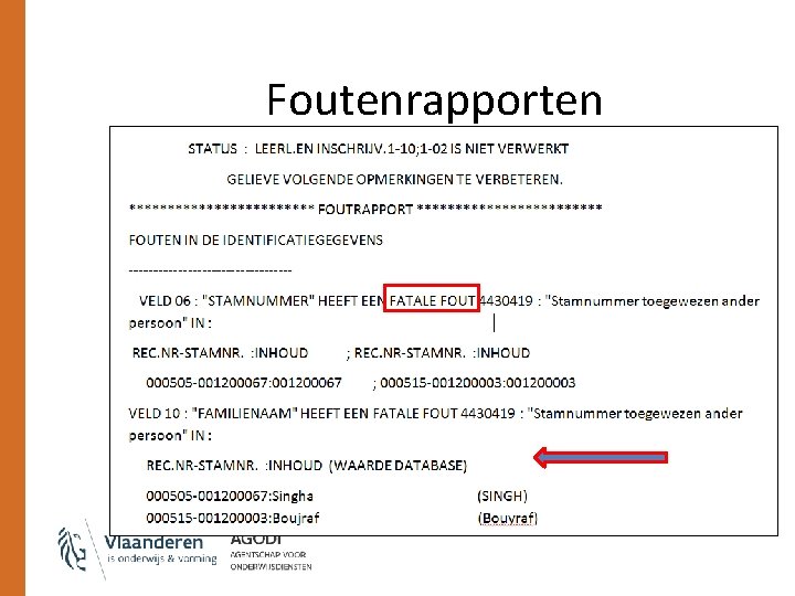 Foutenrapporten Foutenrapporten