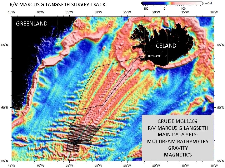 R/V MARCUS G LANGSETH SURVEY TRACK GREENLAND ICELAND REYKJAVIK CRUISE MGL 1309 R/V MARCUS