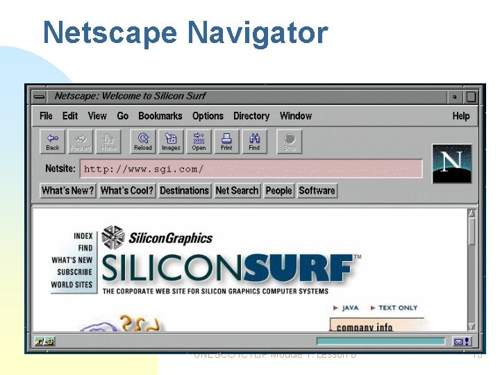 Netscape Navigator UNESCO ICTLIP Module 1. Lesson 6 13 