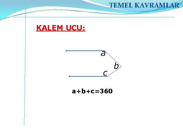 TEMEL KAVRAMLAR KALEM UCU: a+b+c=360 