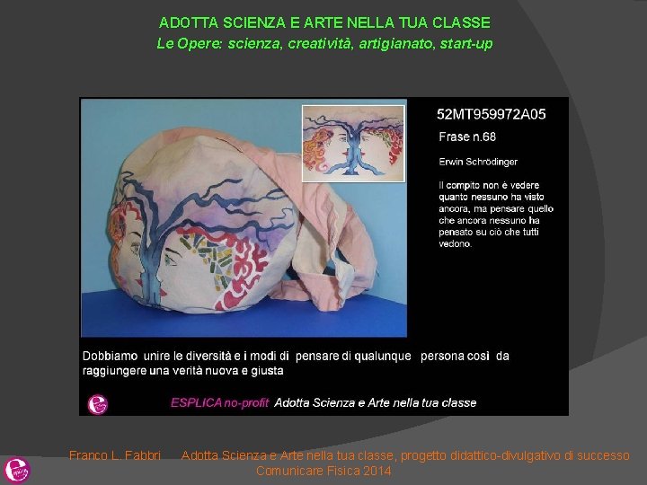 ADOTTA SCIENZA E ARTE NELLA TUA CLASSE Le Opere: scienza, creatività, artigianato, start-up Franco ADOTTA SCIENZA E ARTE NELLA TUA CLASSE Le Opere: scienza, creatività, artigianato, start-up Franco