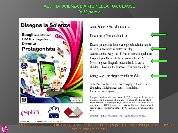 ADOTTA SCIENZA E ARTE NELLA TUA CLASSE in 50 parole Descrizione sintetica del progetto ADOTTA SCIENZA E ARTE NELLA TUA CLASSE in 50 parole Descrizione sintetica del progetto