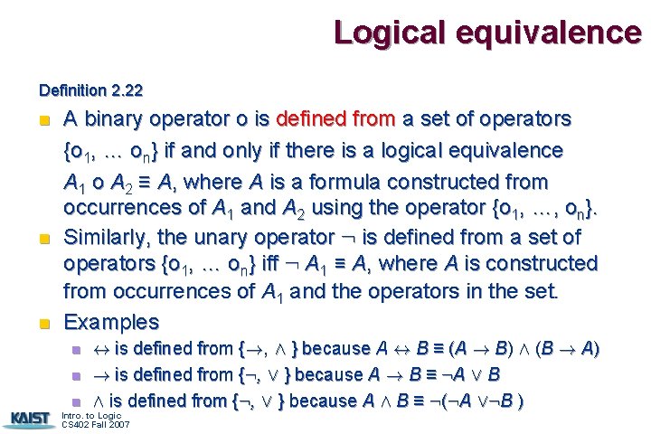 Propositional Calculus Semantics 23 Moonzoo Kim Cs Division
