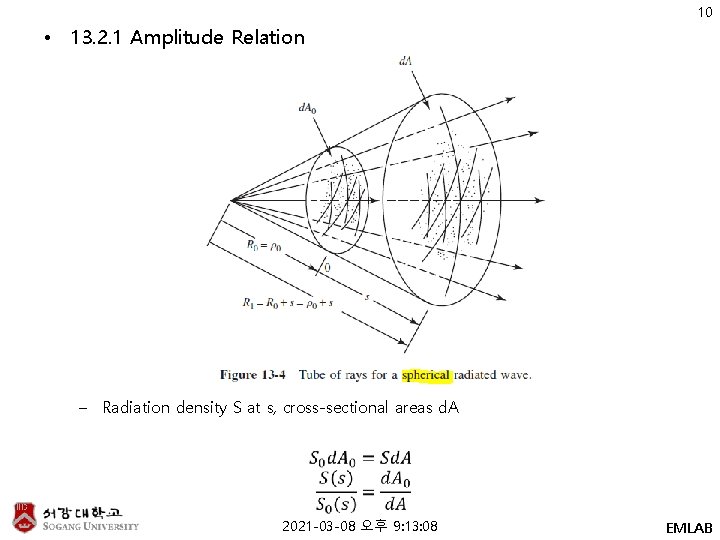 10 • 13. 2. 1 Amplitude Relation – Radiation density S at s, cross-sectional