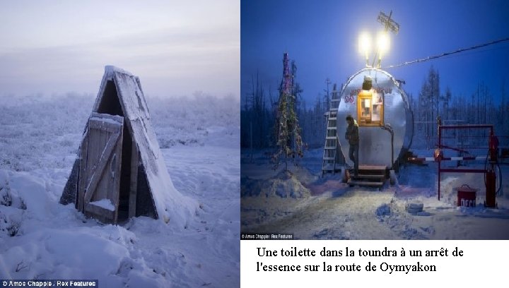 Une toilette dans la toundra à un arrêt de l'essence sur la route de