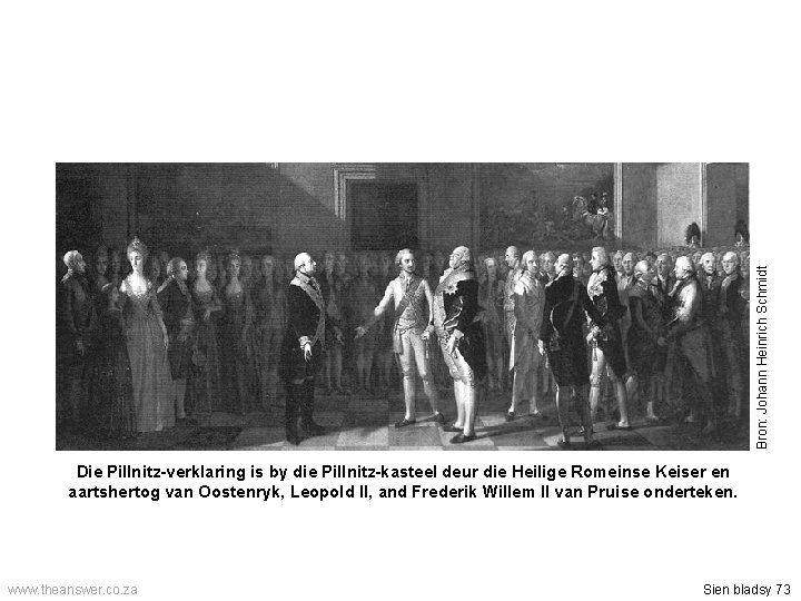 Bron: Johann Heinrich Schmidt Die Pillnitz-verklaring is by die Pillnitz-kasteel deur die Heilige Romeinse