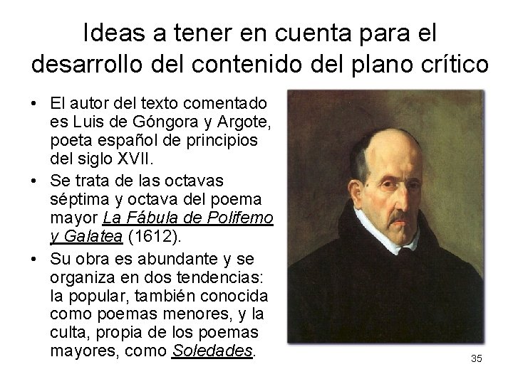 Ideas a tener en cuenta para el desarrollo del contenido del plano crítico •