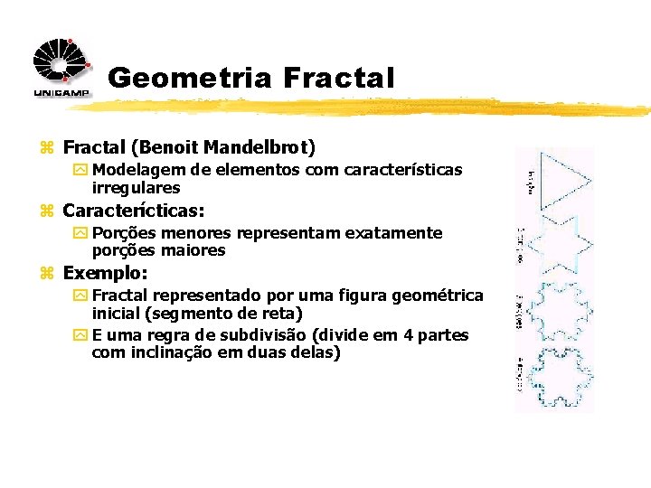 Geometria Fractal z Fractal (Benoit Mandelbrot) y Modelagem de elementos com características irregulares z