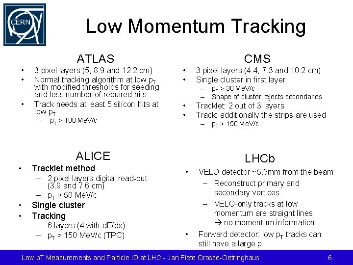 Low Momentum Tracking ATLAS • • • 3 pixel layers (5, 8. 9 and