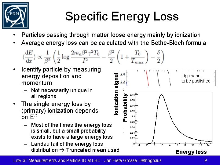 Specific Energy Loss – Not necessarily unique in all regions • The single energy