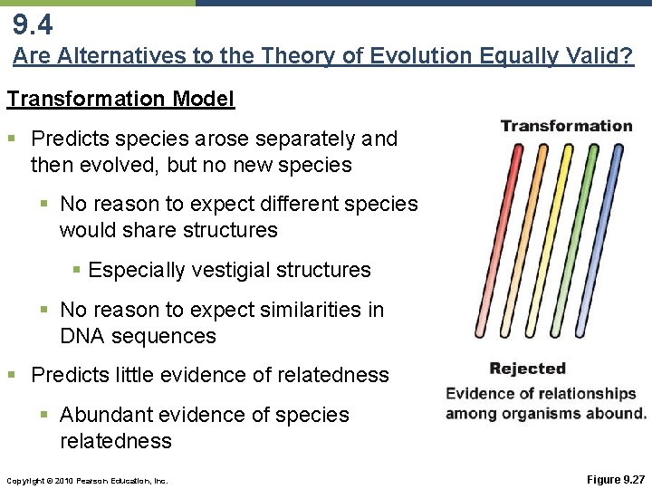 9. 4 Are Alternatives to the Theory of Evolution Equally Valid? Transformation Model §