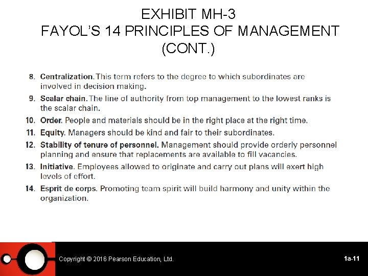 EXHIBIT MH-3 FAYOL’S 14 PRINCIPLES OF MANAGEMENT (CONT. ) Copyright © © 2014 2016