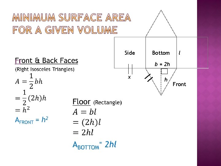 Side � Bottom l b = 2 h x h Front 