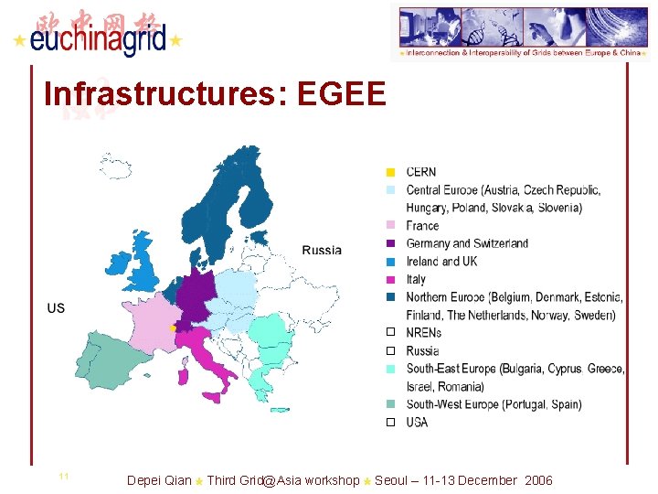 Infrastructures: EGEE 11 Depei Qian Third Grid@Asia workshop Seoul – 11 -13 December 2006