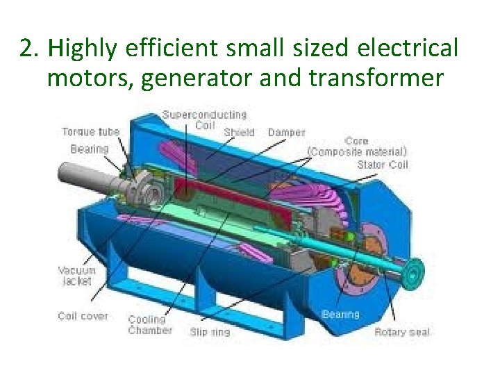 2. Highly efficient small sized electrical motors, generator and transformer 