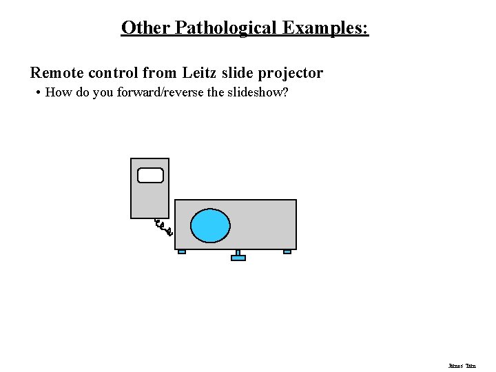 Other Pathological Examples: Remote control from Leitz slide projector • How do you forward/reverse Other Pathological Examples: Remote control from Leitz slide projector • How do you forward/reverse