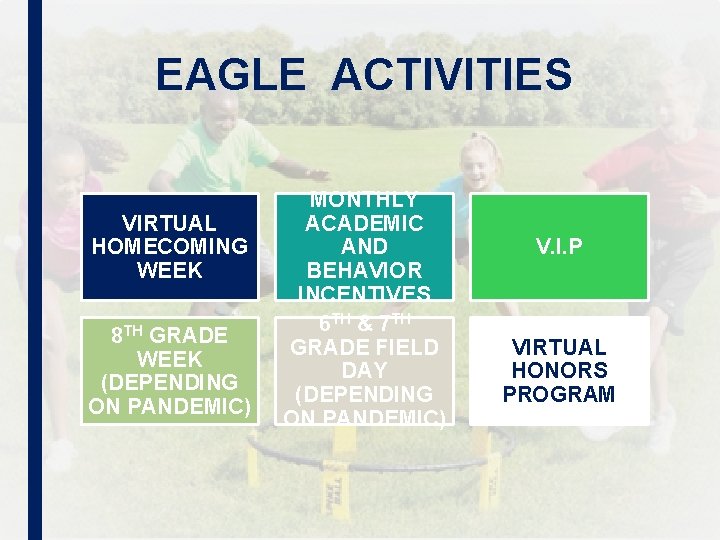 EAGLE ACTIVITIES VIRTUAL HOMECOMING WEEK 8 TH GRADE WEEK (DEPENDING ON PANDEMIC) MONTHLY ACADEMIC EAGLE ACTIVITIES VIRTUAL HOMECOMING WEEK 8 TH GRADE WEEK (DEPENDING ON PANDEMIC) MONTHLY ACADEMIC