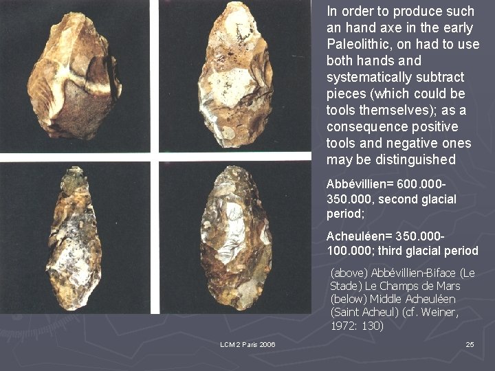 In order to produce such an hand axe in the early Paleolithic, on had