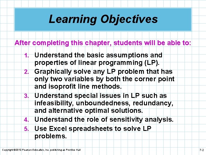 Learning Objectives After completing this chapter, students will be able to: 1. Understand the