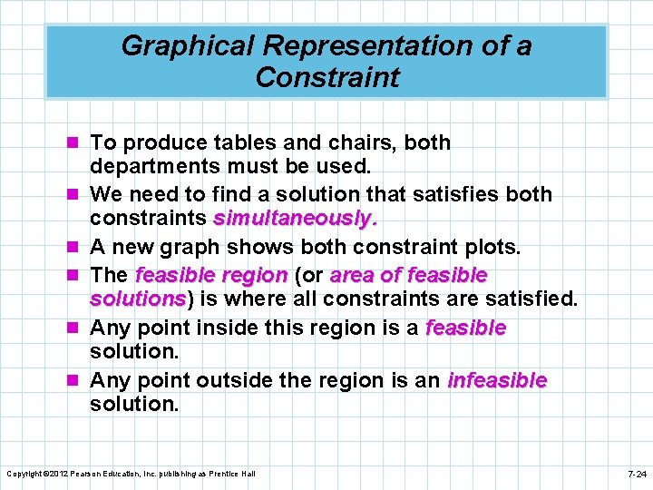 Graphical Representation of a Constraint n To produce tables and chairs, both n n