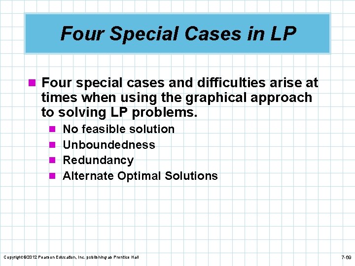 Four Special Cases in LP n Four special cases and difficulties arise at times