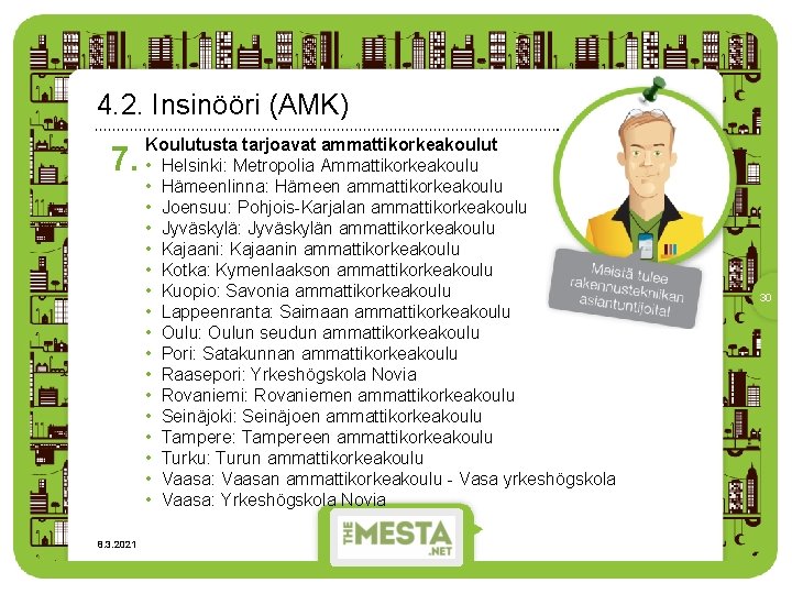 4. 2. Insinööri (AMK) 7. 8. 3. 2021 Koulutusta tarjoavat ammattikorkeakoulut • Helsinki: Metropolia