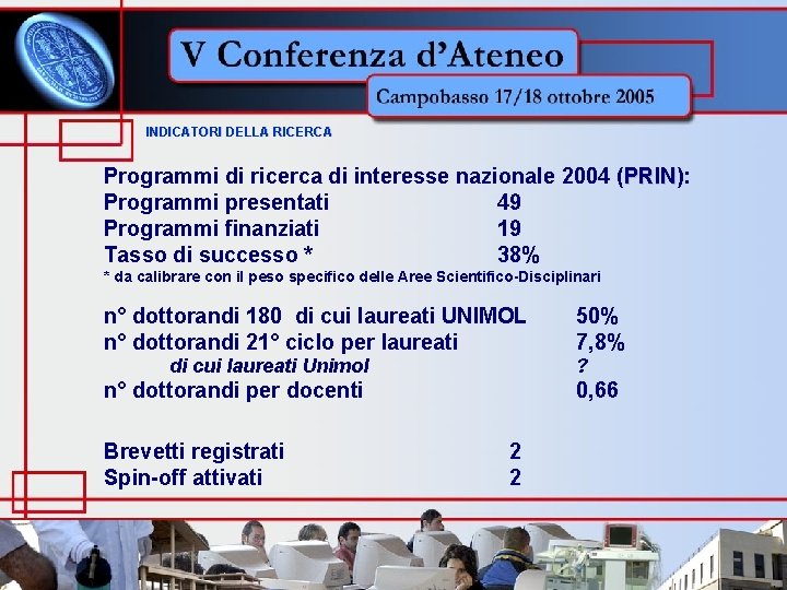 INDICATORI DELLA RICERCA Programmi di ricerca di interesse nazionale 2004 (PRIN): PRIN Programmi presentati